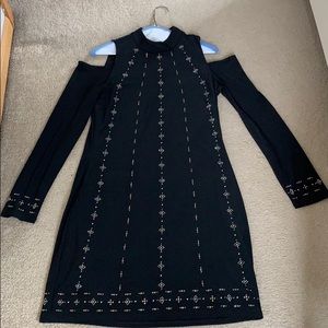 WHBM cold shoulder beaded mock neck dress